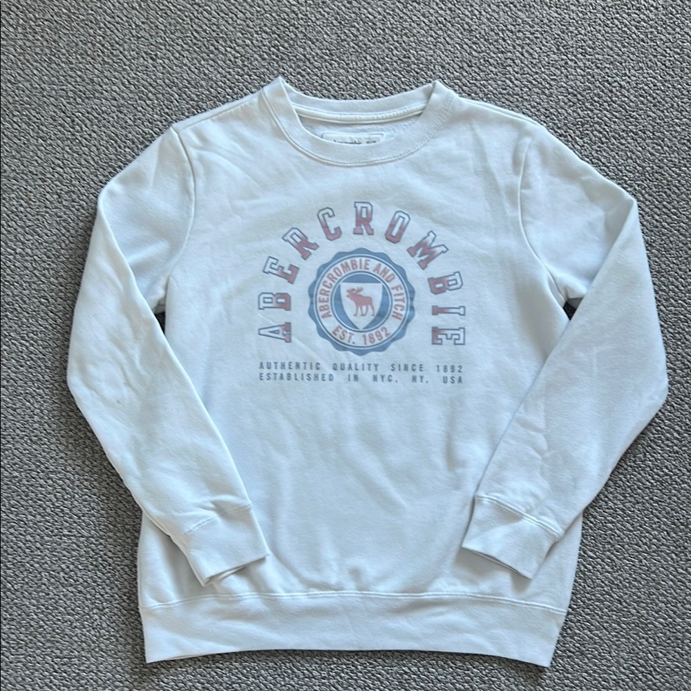 Abercrombie Kids White Logo Crewneck Sweatshirt